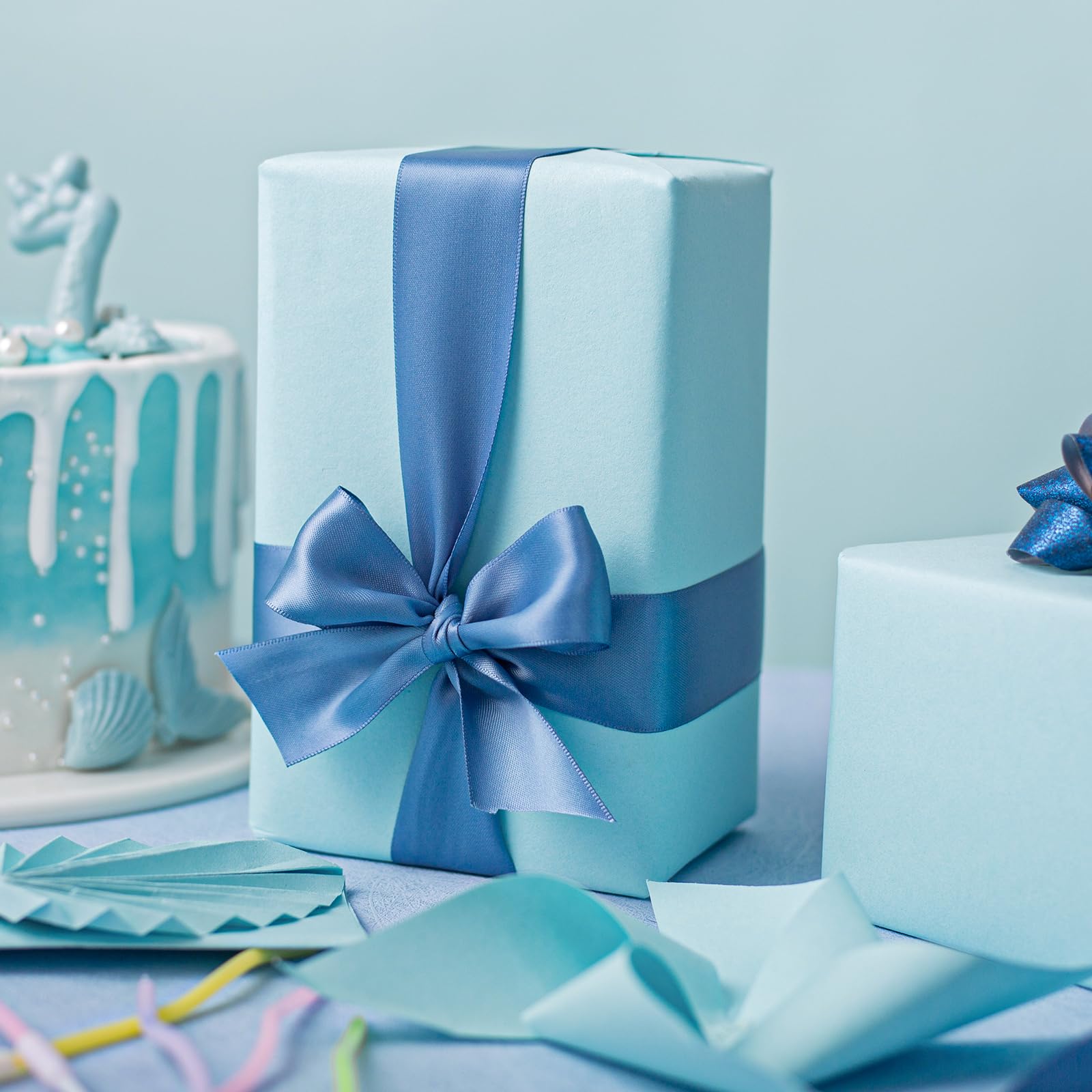 Rollo de papel Kraft azul, 30cm, 11,8 pulgadas, para embalaje de regalo, embalaje, transporte, manualidades