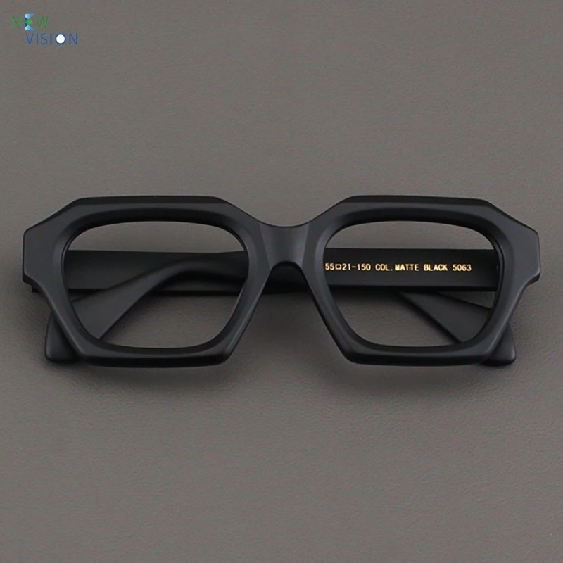 High Quality Retro Men Square Glasses Thickened Frosted Black Frame Large Face Shape Women Fashion Myopia Optical Eyeglasses