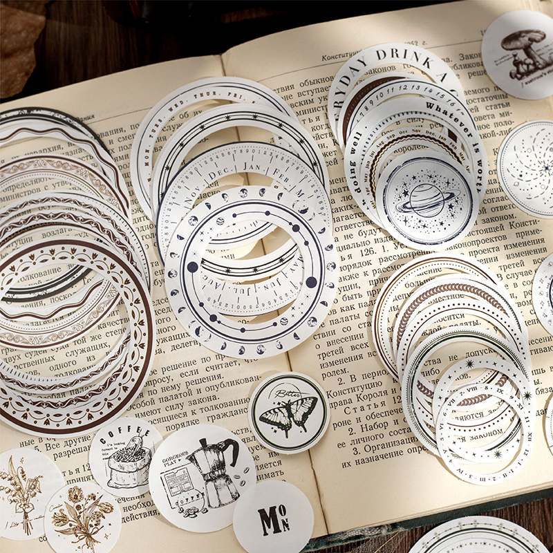 24 pièces/paquet Vintage INS évidé bordure circulaire note peut être déchiré anneau évidé bricolage autocollant décoratif Pack autocollants