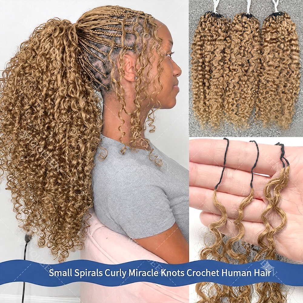 Extensiones de Cabello Humano Virgen Vietnamita 100% sin Procesar, Calidad Salón, Rubio Miel, Rizos Pequeños en Espiral, Crochet Bulk, para Trenzas Boho, Sin Nudos, Pre-Separadas, Rizos Kinky, Cabello Humano para Crochet con Efecto Pluma, para Peinado Col