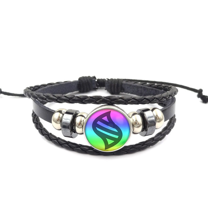 Anime Mega Stone Poke Snap Weave pulsera de cuero cabujón de cristal brazalete ajustable joyería para mujeres niños regalo
