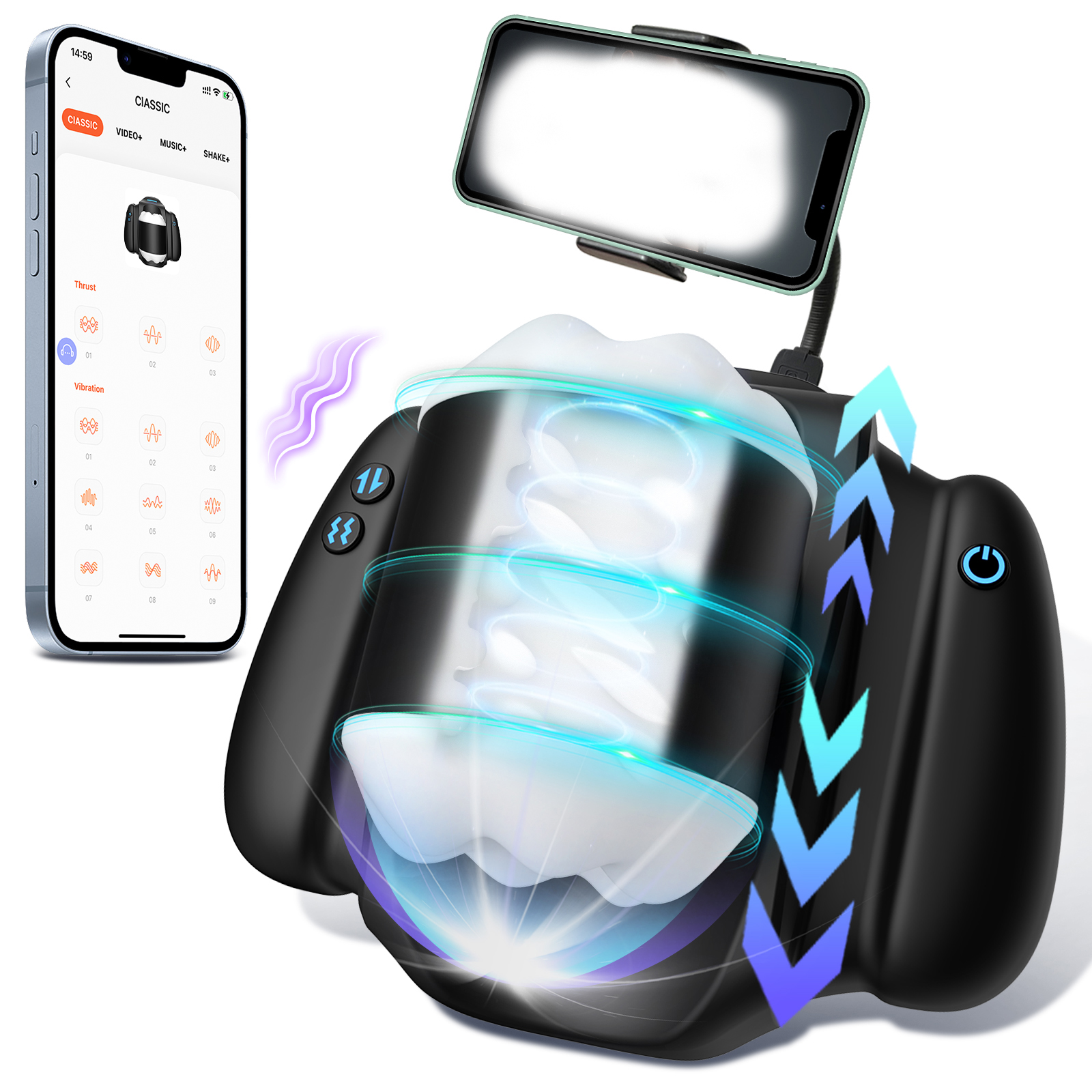 Masturbador masculino con mango vibratorio telescópico automático, juguete sexual para adultos para hombres, Control por aplicación, penetración, entrenador de pene, Coño de bolsillo