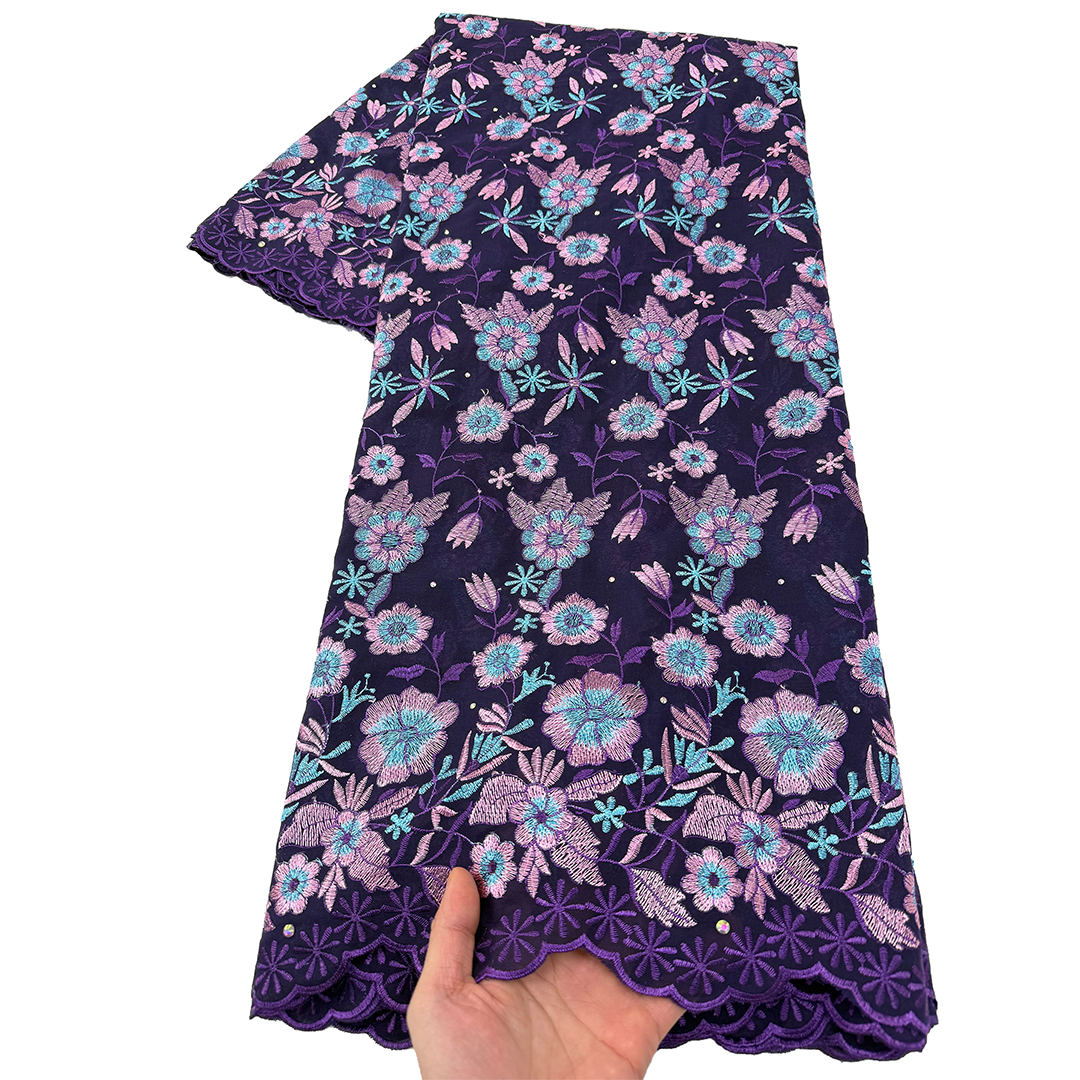 African Cotton Lace Fabric With Stones 2026 High Quality 5 Yards Nigerian Swiss Voile Lace In Switzerland For Prom Dress
