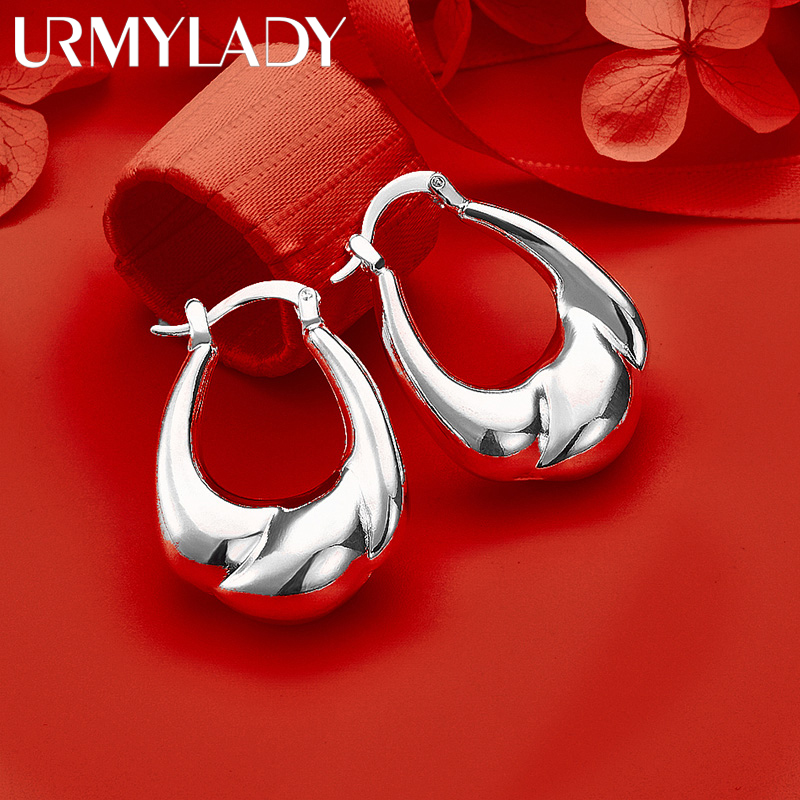 URMYLADY Orecchini a clip lisci di lusso in argento sterling 925 per clip per orecchie da donna Gioielli con ciondoli alla moda per feste di nozze