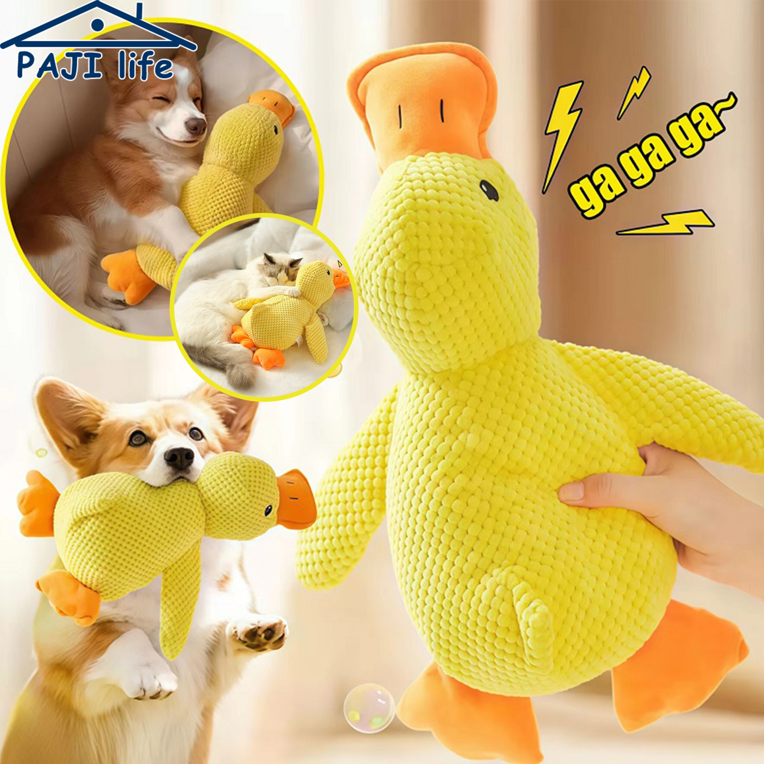 Juguete de pato para perro, juguete duradero resistente a masticar de felpa con sonido de quacking, alivio de dientes, compañero suave para perros pequeños y grandes
