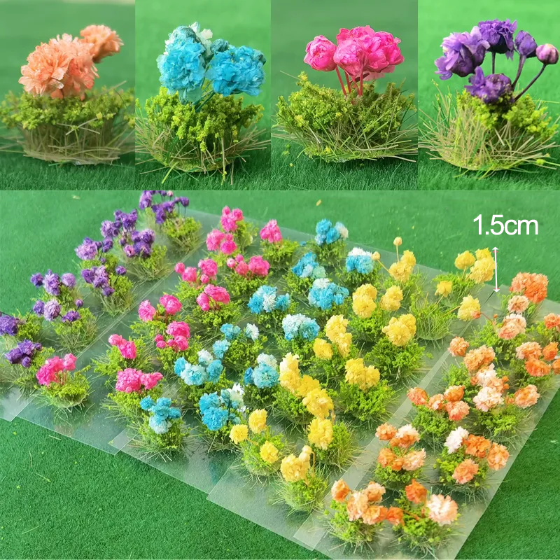22pcs Artificial Model Flower Cluster Model Scenery Material Grass Bushes 8MM Miniature train garden landscape plants Tufts