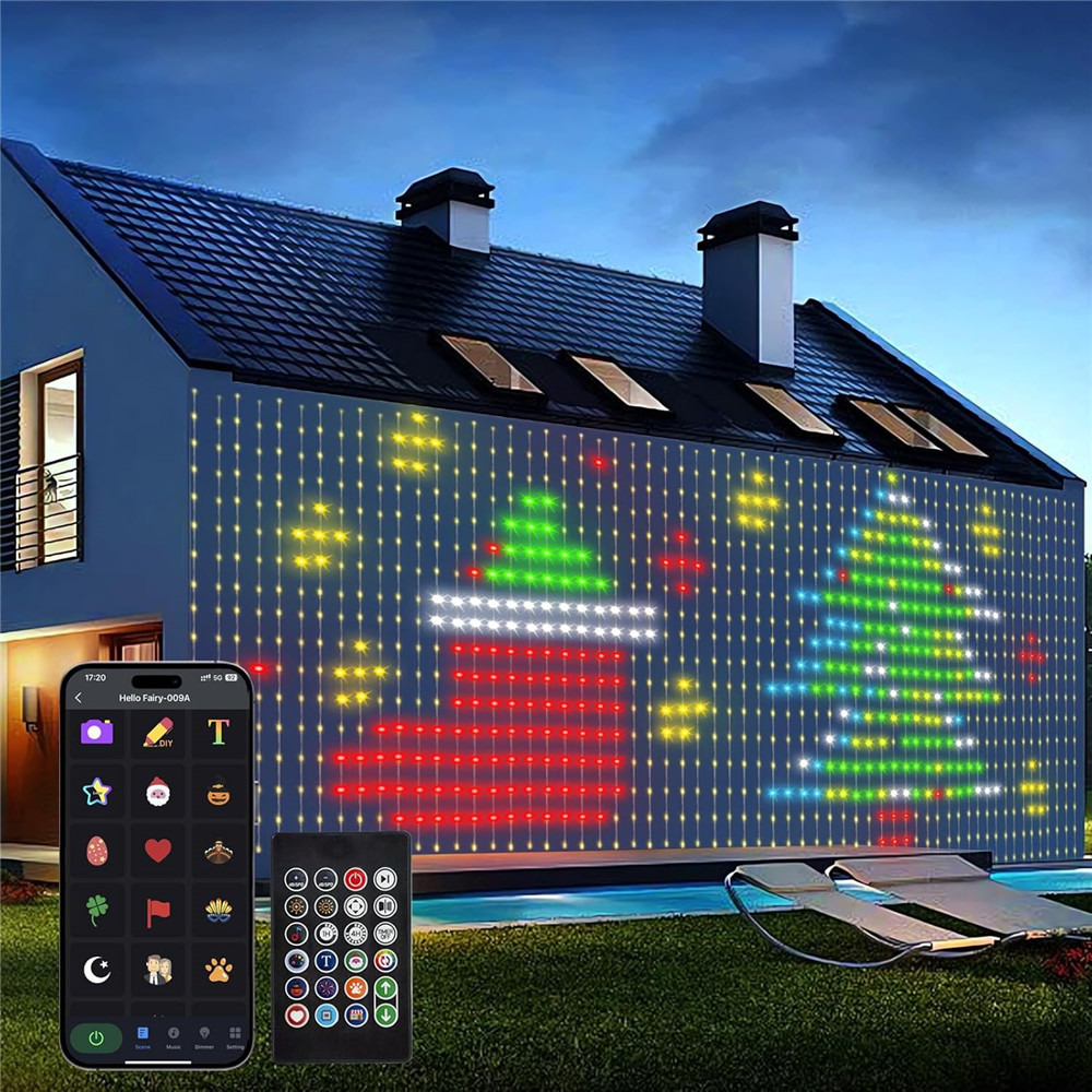 Inteligentne kurtyny świetlne LED USB, 400 dynamicznych wzorów LED DIY Kurtyny świetlne z aplikacją i pilotem na prezent urodzinowy i wielkanocny