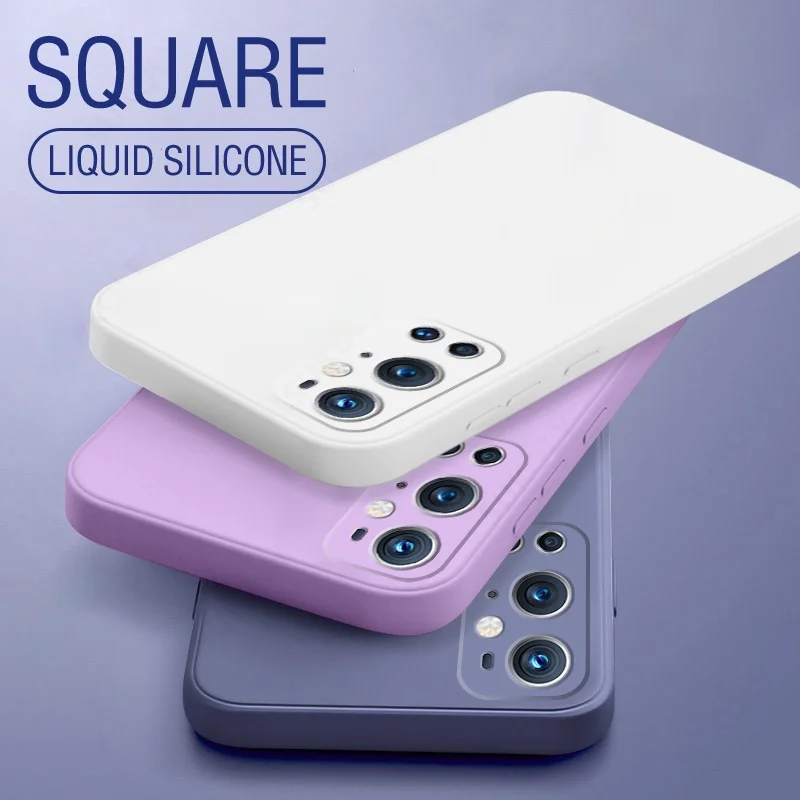 Silicone liquido quadrato per OnePlus One Plus 7 7T 8 8T 9 Pro 9R 9RT T 10R Ace Nord N20 Cover posteriore protettiva per fotocamera morbida originale