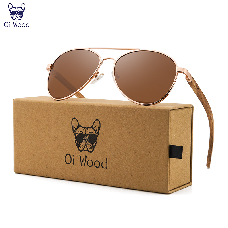 Occhiali da sole Oi Wood Occhiali da sole pilota Uomo Donna Occhiali polarizzati Lenti blu Uv400