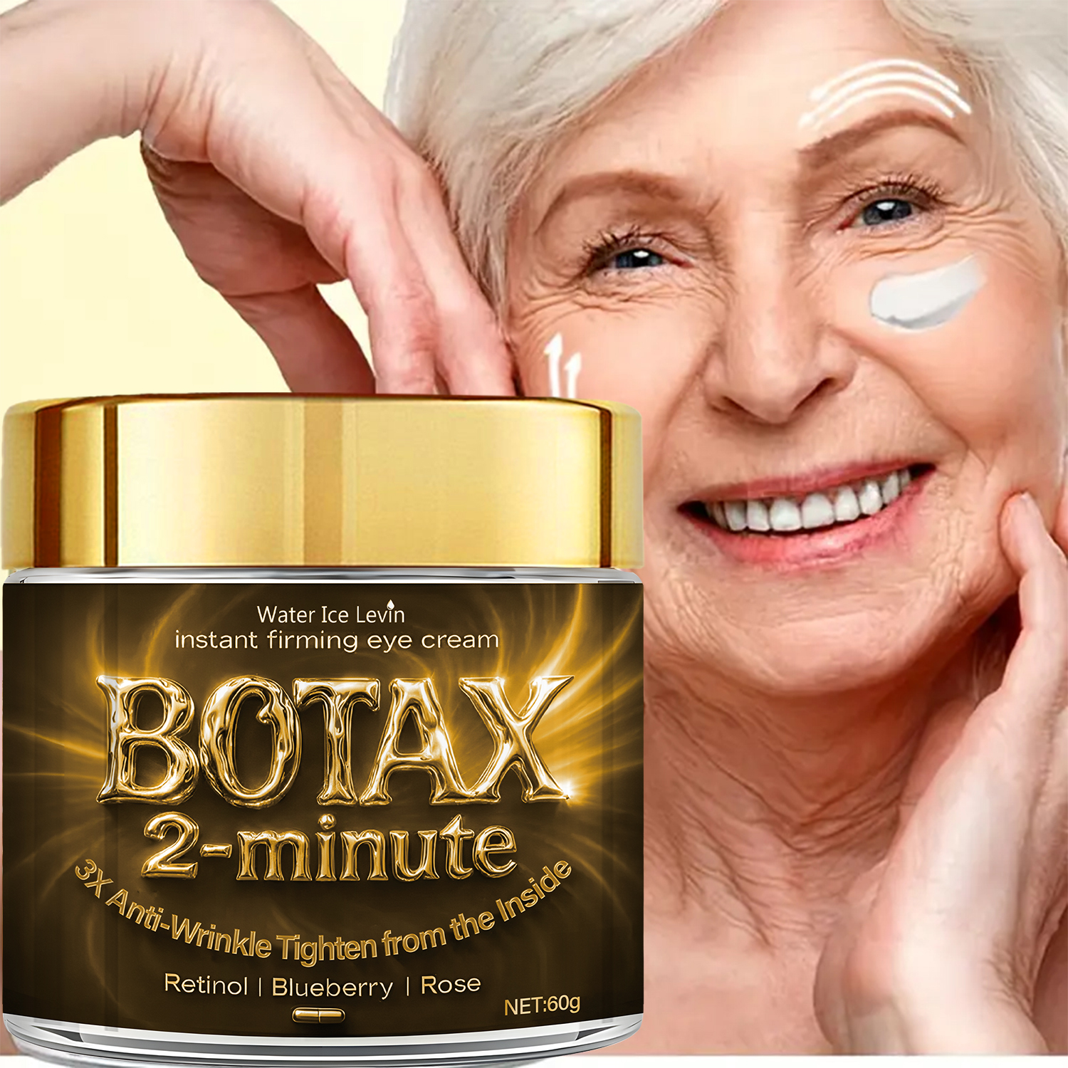 Crema facial reafirmante instantánea con retinol y veneno de abeja - Estiramiento y hidratación de arrugas de 2 minutos para una piel segura