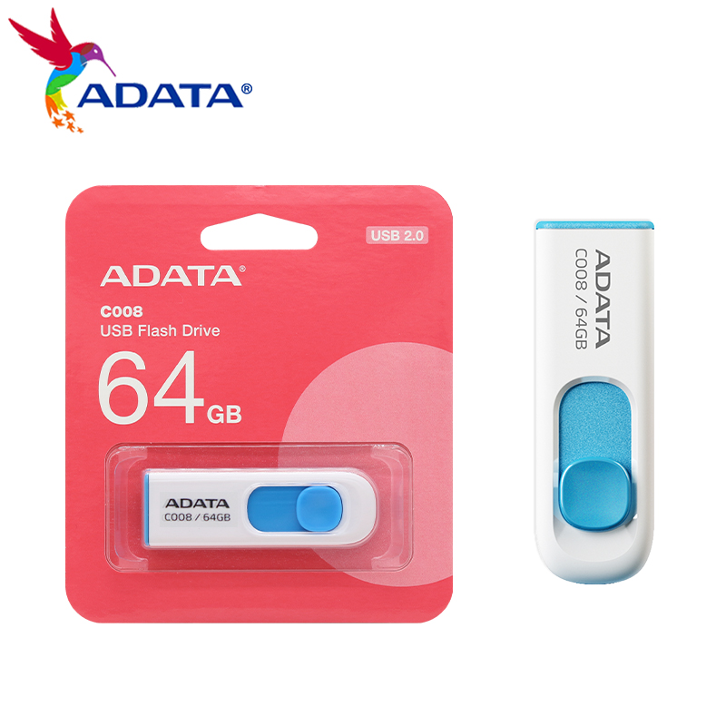 Originele ADATA USB 2.0 C008 16GB 32GB 64GB USB Flash Drive Hoge Snelheid USB Flash Drive Geheugenstick Pendrive Voor Computer
