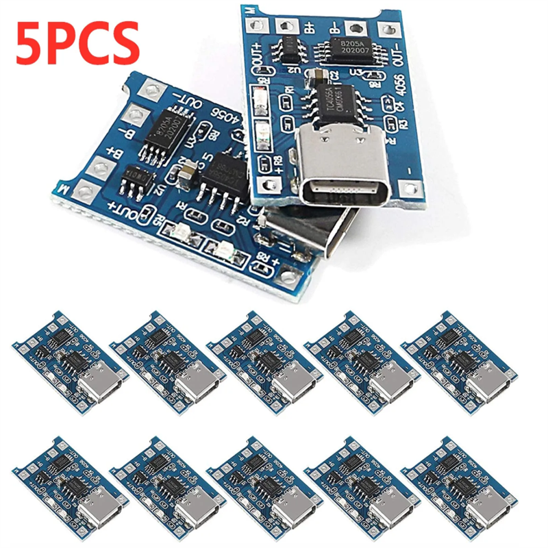2/5PCS 5V 1A 마이크로/타입-c/미니 18650 TP4056 리튬 배터리 충전기 모듈 보호 기능이 있는 충전 보드 이중 기능 리튬 이온