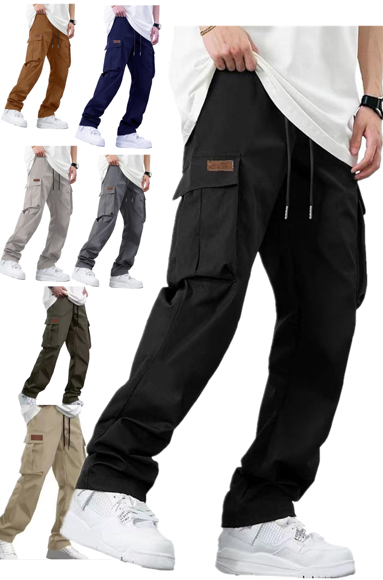 2026 Heren Casual Joggingbroek Relaxed Fit Cargo Broek Trekkoord Sweatpants Wandelbroek Outdoor Twill Sportbroek