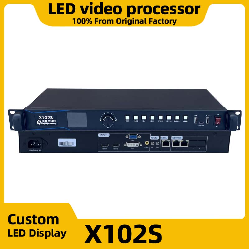 Procesor wideo do ekranów LED Linsn X102S, wewnętrzny, pełnokolorowy, HUB75 RGB, kontroler cyfrowych wyświetlaczy LED, wejście HDMI VGA DVI