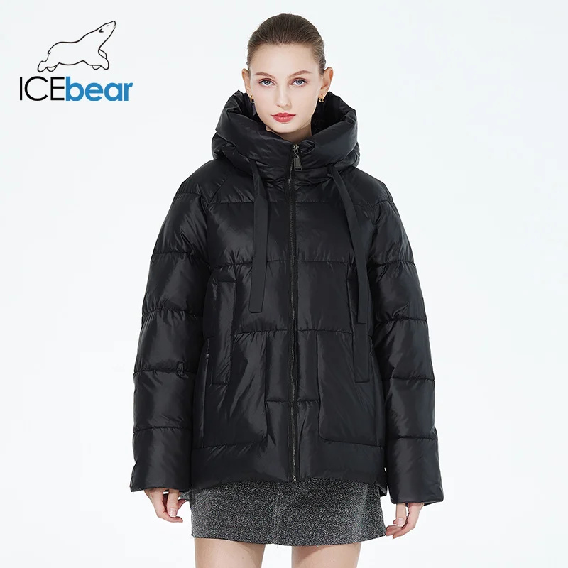 ICEbear Куртка женская оверсайз 2023 короткая с капюшоном модный GWD3731I