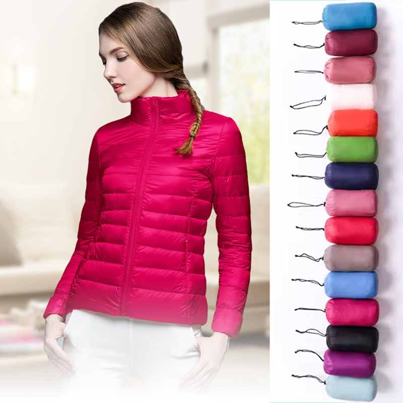ใหม่ผู้หญิงฤดูหนาวเสื้อลงเสื้อเป็ดสีขาวลงเสื้อแจ็คเก็ตแขนยาว WARM Coat Parka หญิง Solid แบบพกพา Outerwear