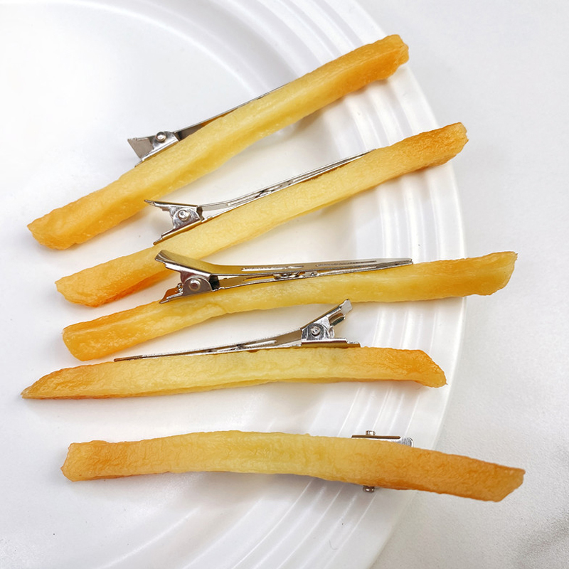 Patatine fritte simulate fermagli per capelli piccoli per ragazze Clip in metallo forcine mollette imitazione cibo decorazione per capelli gioielli per le donne regalo