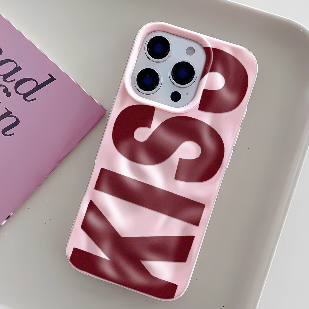 Kiss Word Case For iPhone 11 12 Pro 13 14 Plus 15 16 17 Pro Max Luxury Soft Shockproof Phone Cover For Iphone 15 16 Pro Cover