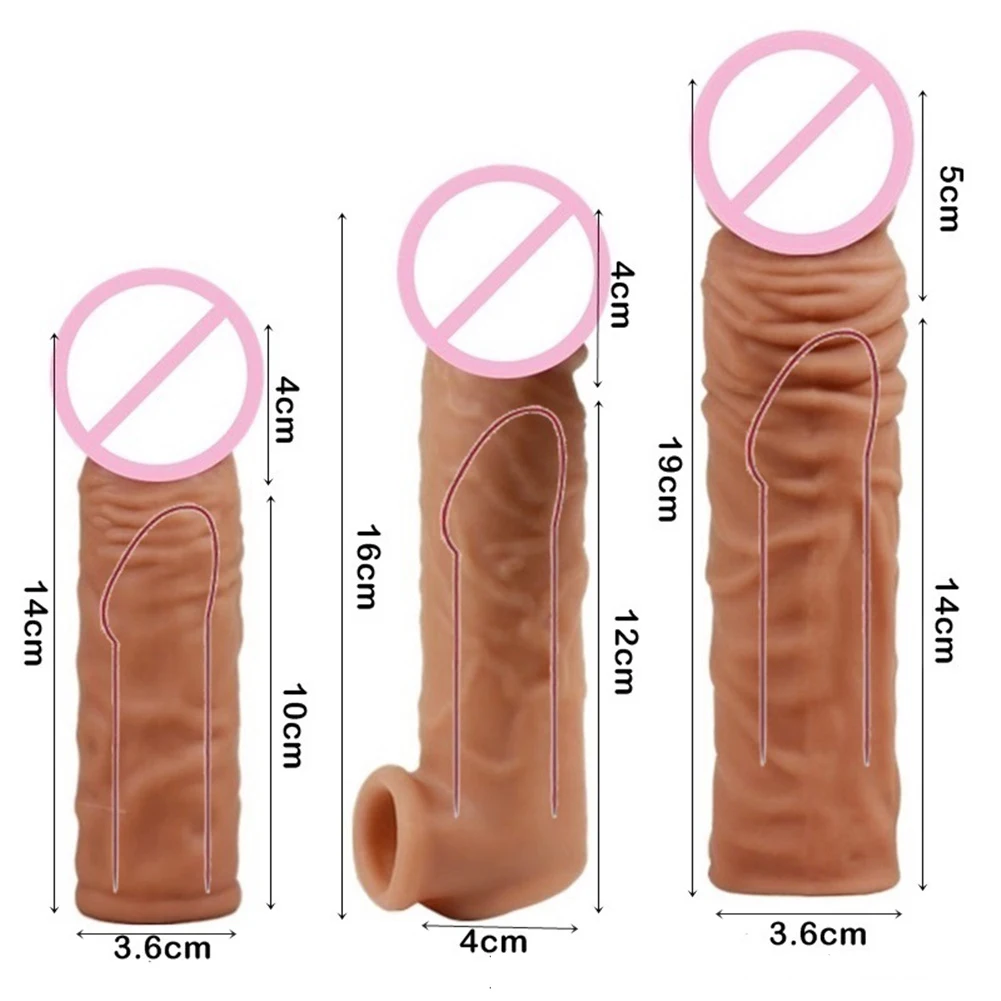 Penis Extender Lengan Pembesaran Kondom Produk Seks untuk Pria Seks Keterlambatan Ejakulasi Barang Intim Mainan Seks