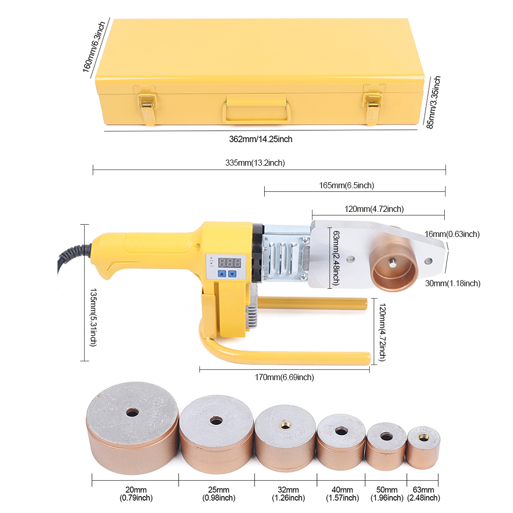 Pipe Welder for Ø20-63 mm PPR PE PP Plastic Pipe Melt Welding