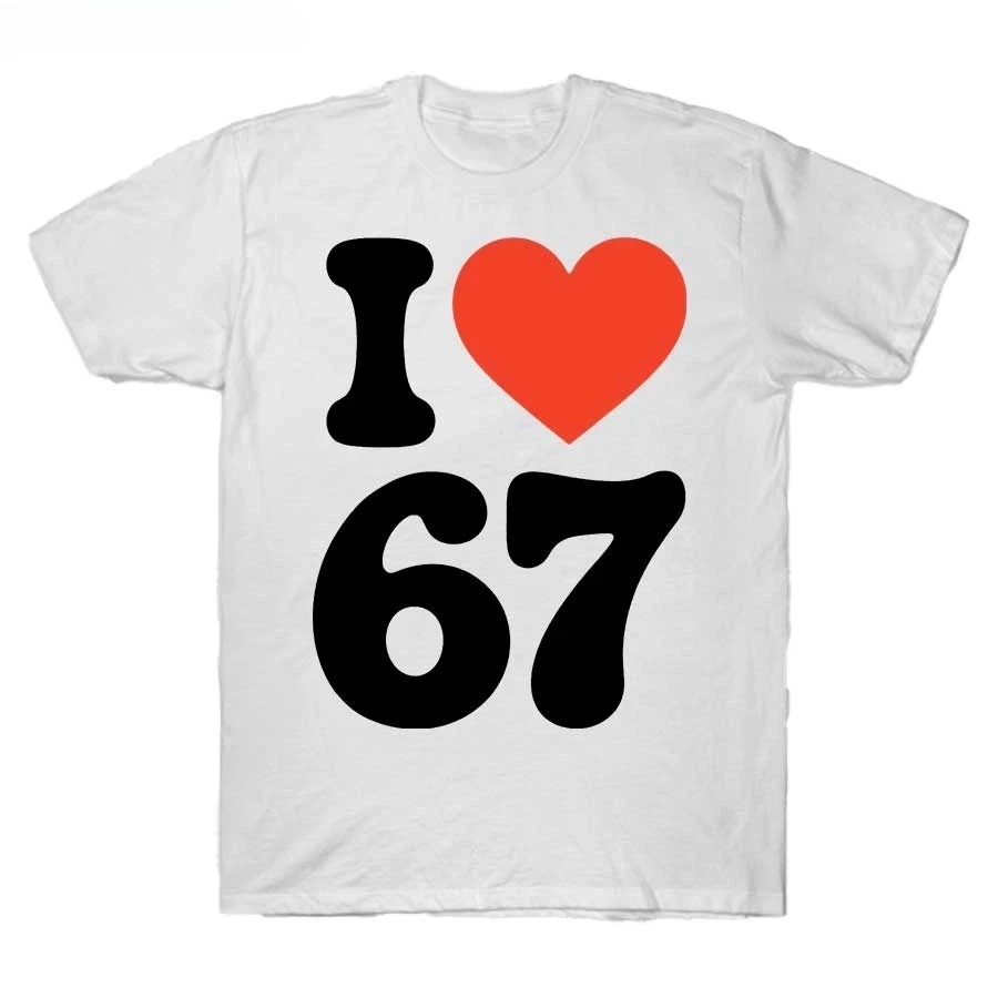 Meme I Love 67 T-shirt stampata da donna Streetwear Manica corta Girocollo Top T-shirt da donna Abbigliamento casual