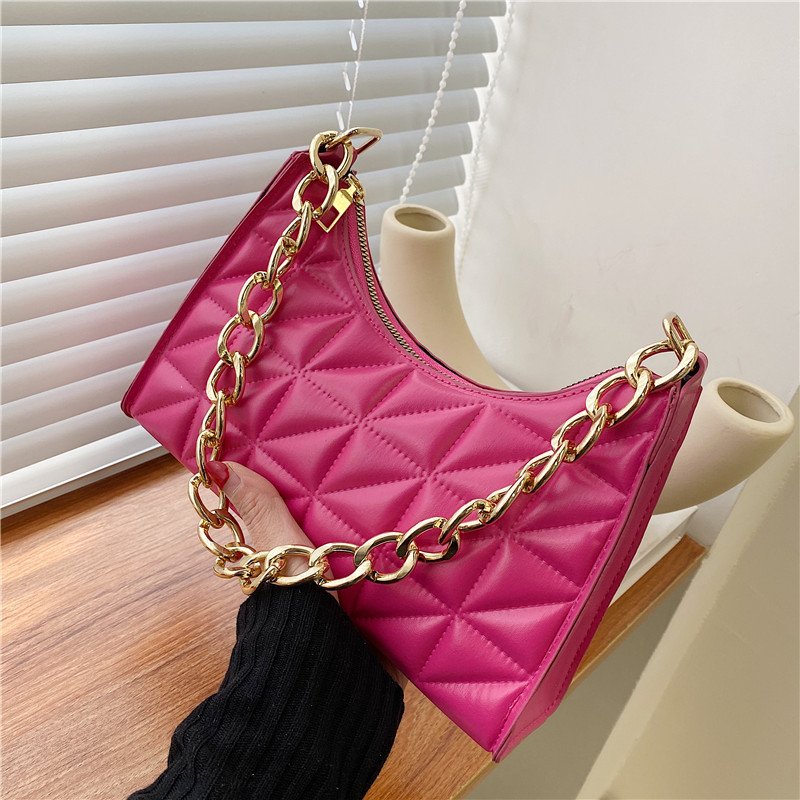 Bolso de hombro para mujer, nuevo bolso de tendencia de Color sólido, bolso con cadena, bolso de compras con textura de moda femenina