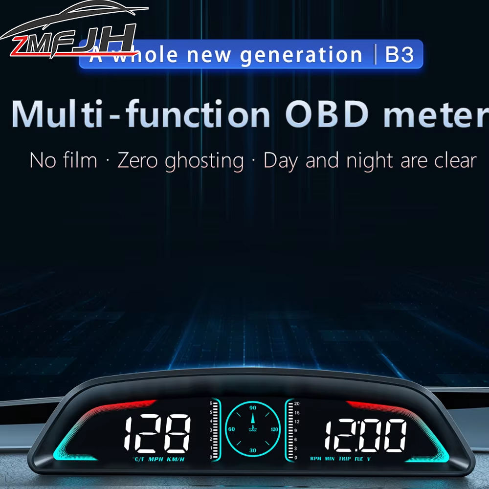 Auto OBD HUD B3 Head Up Display Digitaler Tachometer Übergeschwindigkeitswecker Drehzahl Spannung Wassertemperatur Multifunktionales Display