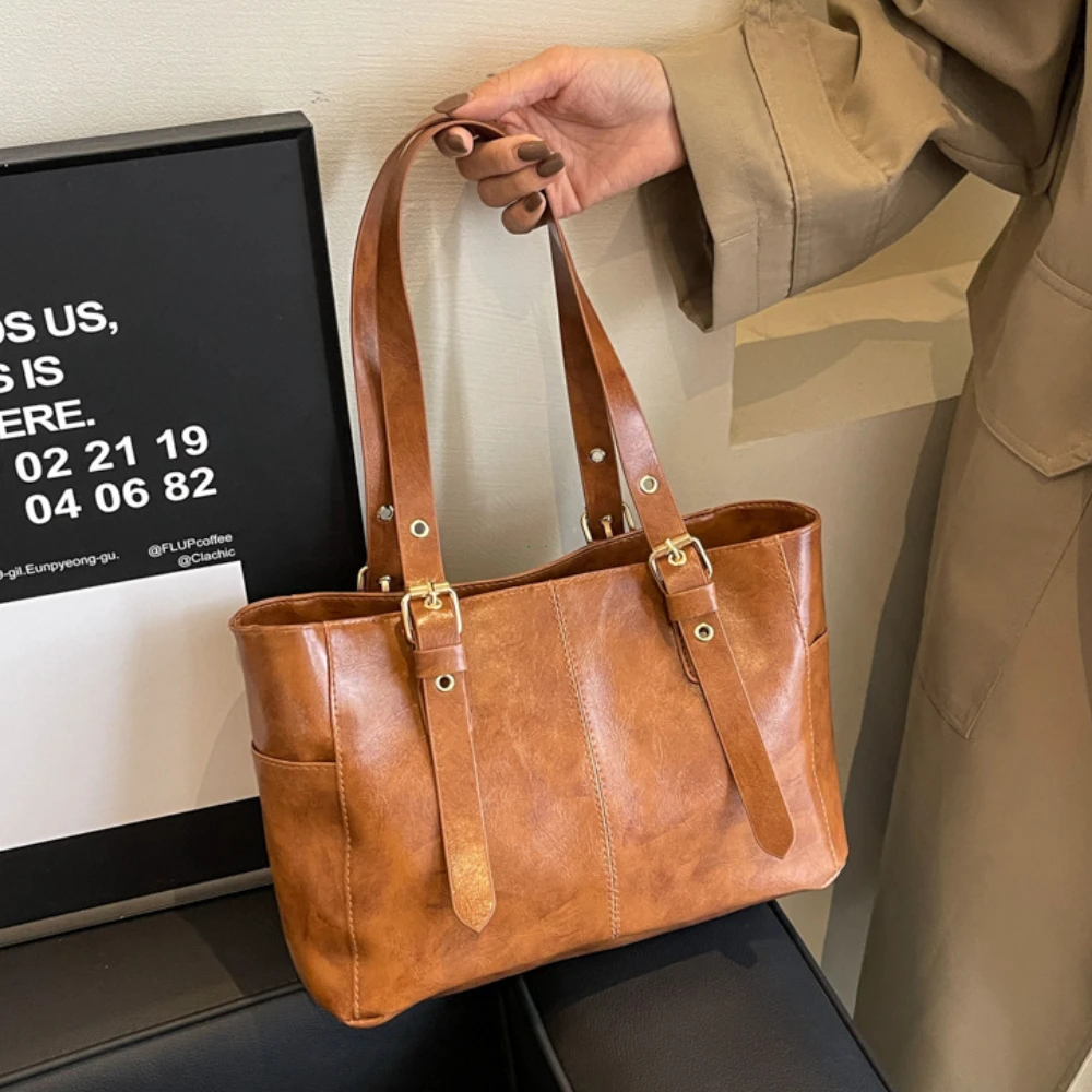ショルダーバッグファッションレトロ女性 Pu レザートレンドハイエンドレディトートバッグ大容量女性の通勤バッグハンドバッグ財布