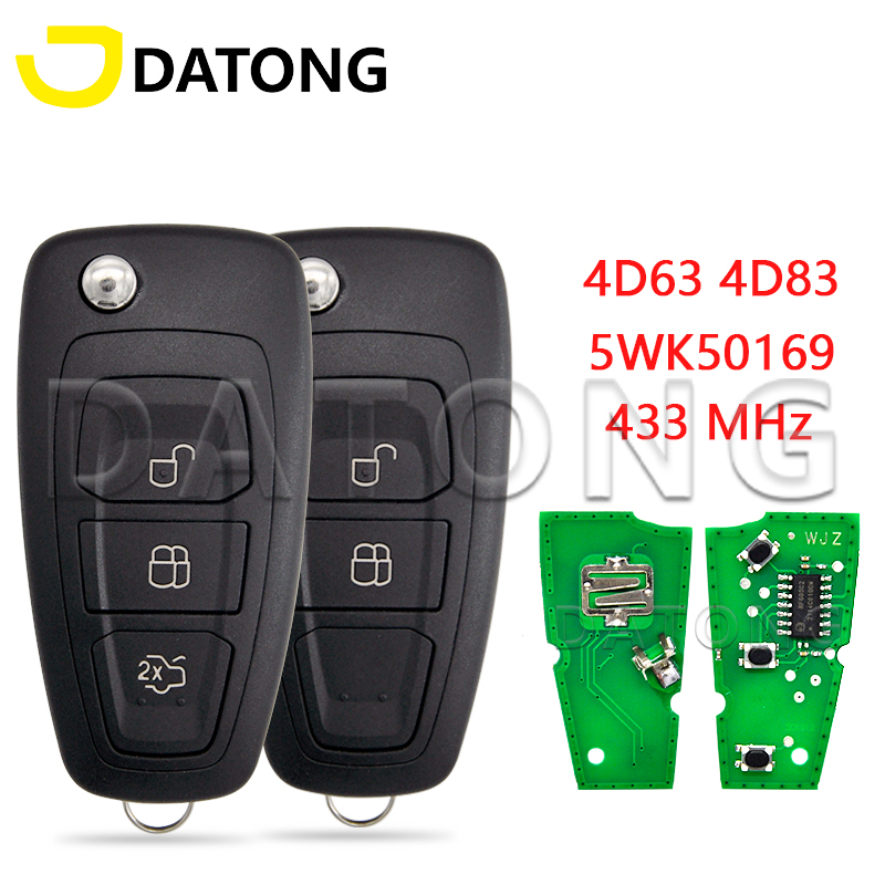 Datong Wereld Autosleutel Geschikt Voor Ford Focus Transit C-Max S-Max MK3 Mondeo 4D63 +/83 Chip 433MHz FSK 5WK50165 5WK50166 5WK50168