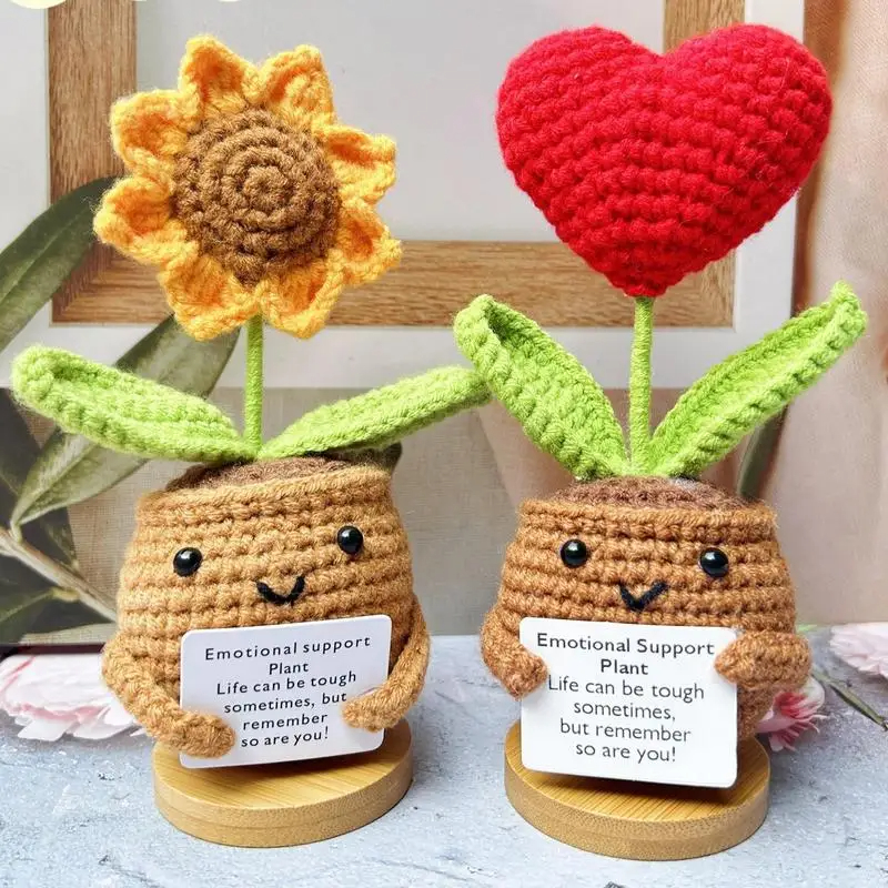 Muñecas tejidas a mano de energía positiva, corazón, flor, decoración de la habitación del hogar, muñeca de punto de bolsillo de abrazo, tarjeta positiva, adorno de escritorio, regalos, nuevo