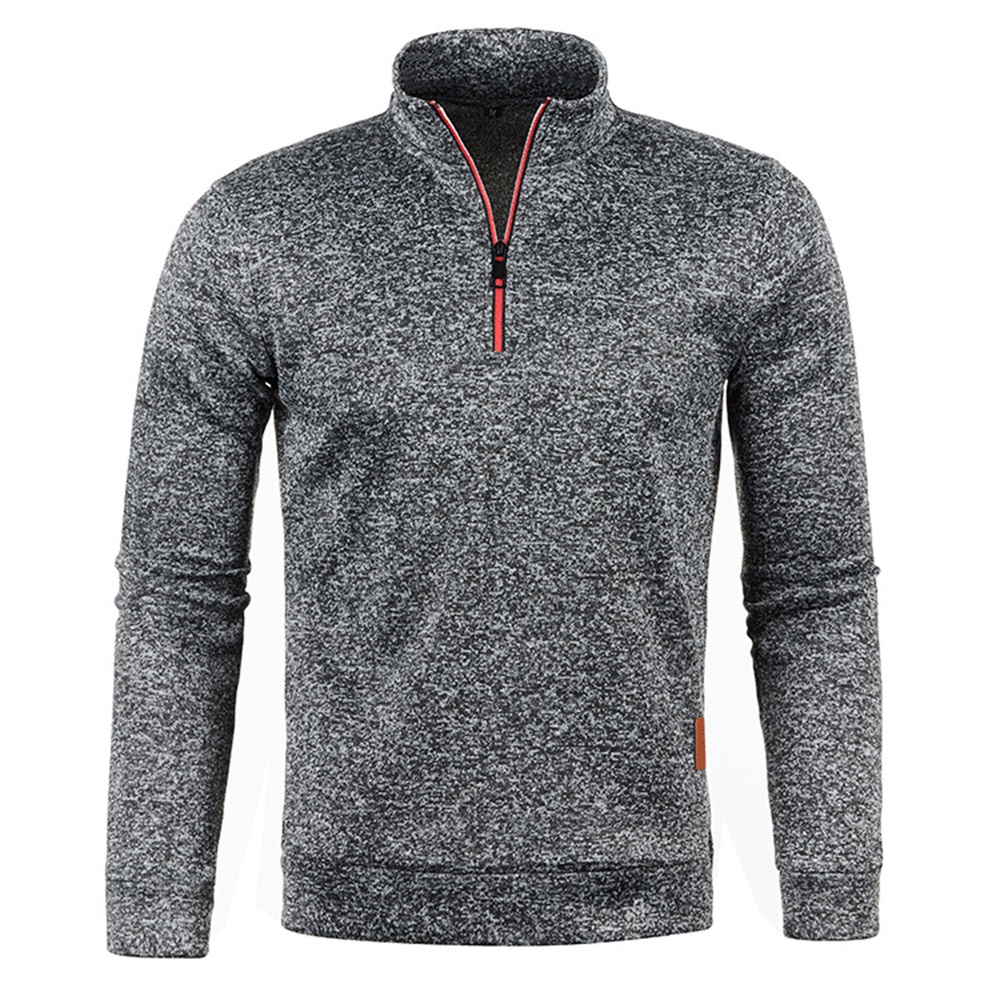 ผู้ชาย STAND COLLAR Pullover Zipper Twist ถักเสื้อกันหนาวผู้ชายหนาเสื้อฤดูใบไม้ร่วงสีทึบเสื้อคอเต่า
