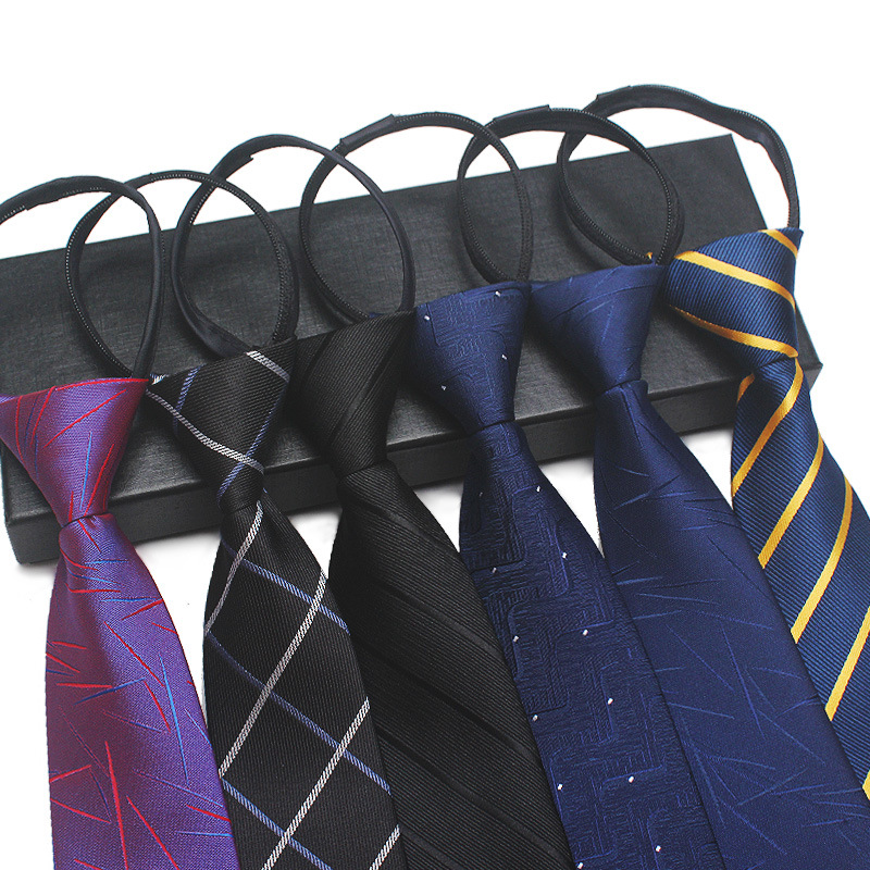 Gravata profissional masculina com nó livre, 8cm, zíper preguiçoso, 7cm, negócios, formal, trabalho, moda masculina, reunião, casamento, uso diário, cravat
