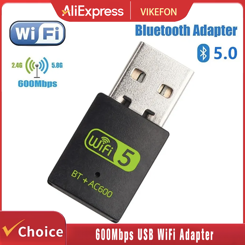 อะแดปเตอร์ USB WiFi Bluetooth 600Mbps 2 in 1 BT 4.2  ดูอัลแบนด์ 2.4G/5GHz การ์ดเชื่อมต่อเครือข่ายไร้สาย ไม่ต้องติดตั้งไดรเวอร์ สำหรับพีซี แล็ปท็อป เดสก์ท็อป