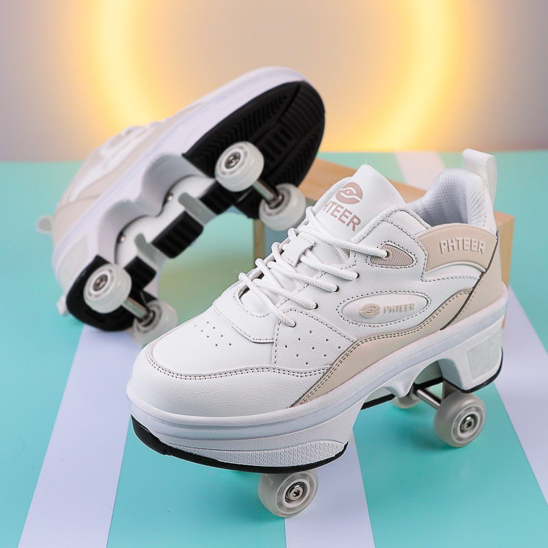 Buty deformacyjne trampki na rolkach z 4-kołowymi łyżworolek dla dorosłych dzieci Runaway Parkour Wheels buty dla kobiet mężczyzn młodzieżowe buty sportowe