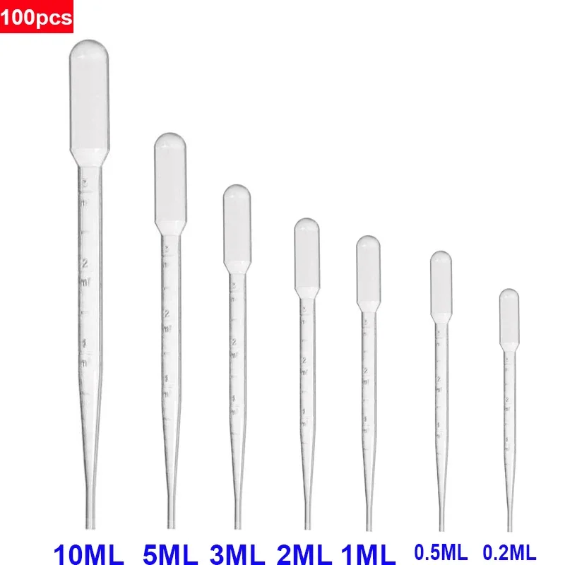 Bộ 100/0.2 /0.5 /1 /2 /3 /5 /10ML Phòng Thí Nghiệm Pipet Nhựa Dùng Một Lần tốt Nghiệp Bình Chứa Chất Lỏng Ống Nhỏ Giọt Thiết Bị Ống Hút