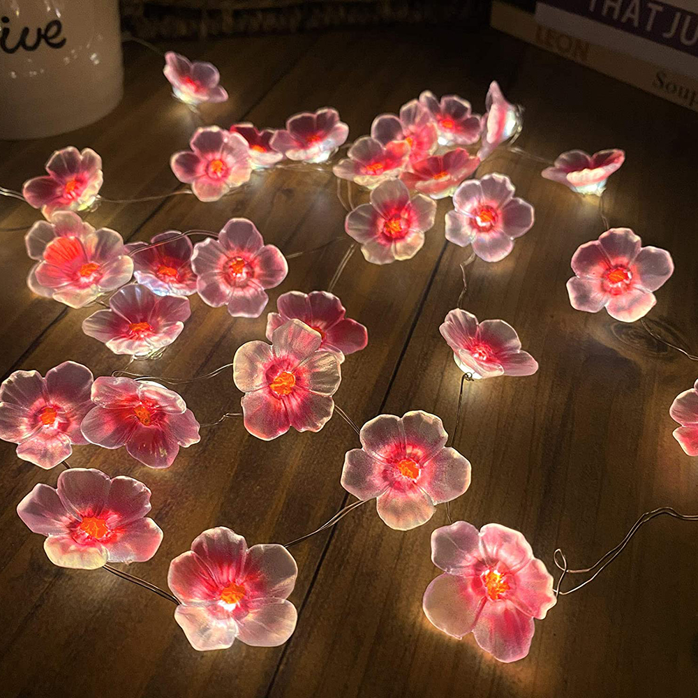 3M 30LEDS fleur de cerisier fée chaîne lumières rose fleur chaîne lampes alimenté par batterie pour la décoration extérieure de guirlande de noël