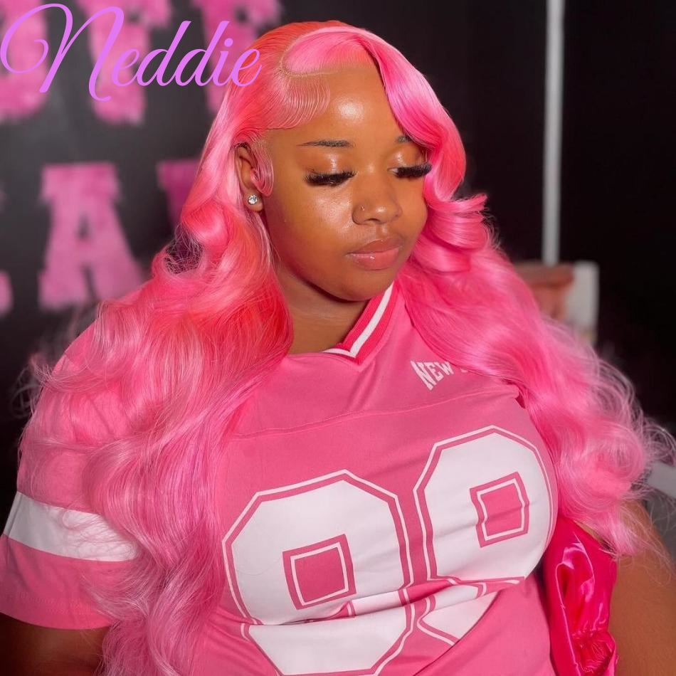 Pelucas onduladas de cuerpo rosa, peluca Frontal de encaje HD de colores 13x6 13x4, cabello humano brasileño transparente de 30 y 38 pulgadas para mujeres, pelucas delanteras de encaje