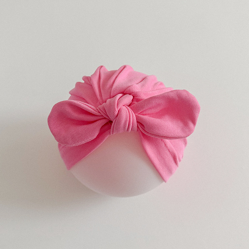 Monocromático Baby Turban Cap, Algodão Puro, Bandana Elástica Recém-nascida, Headband Beanie, Big Bow Infant Indian Hat, Kids Hair Accessories