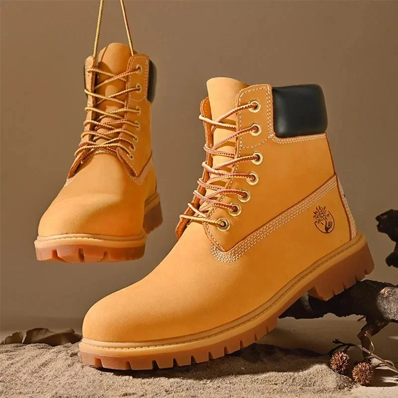 Stiefel Männer High Top Stiefel Hohe Qualität Frauen Leder Schuhe Mode Outdoor Turnschuhe Männer Lace Up Non-Slip Stiefeletten für Paar
