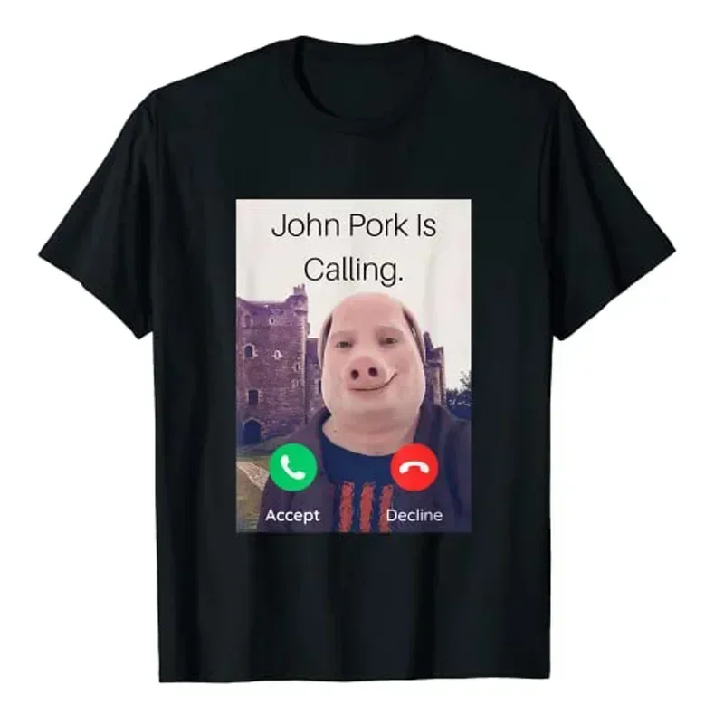 John Pork está llamando respuesta llamada teléfono mujer camiseta Humor divertido amante de los cerdos camiseta gráfica parte de arriba ropa informal traje de manga corta regalo