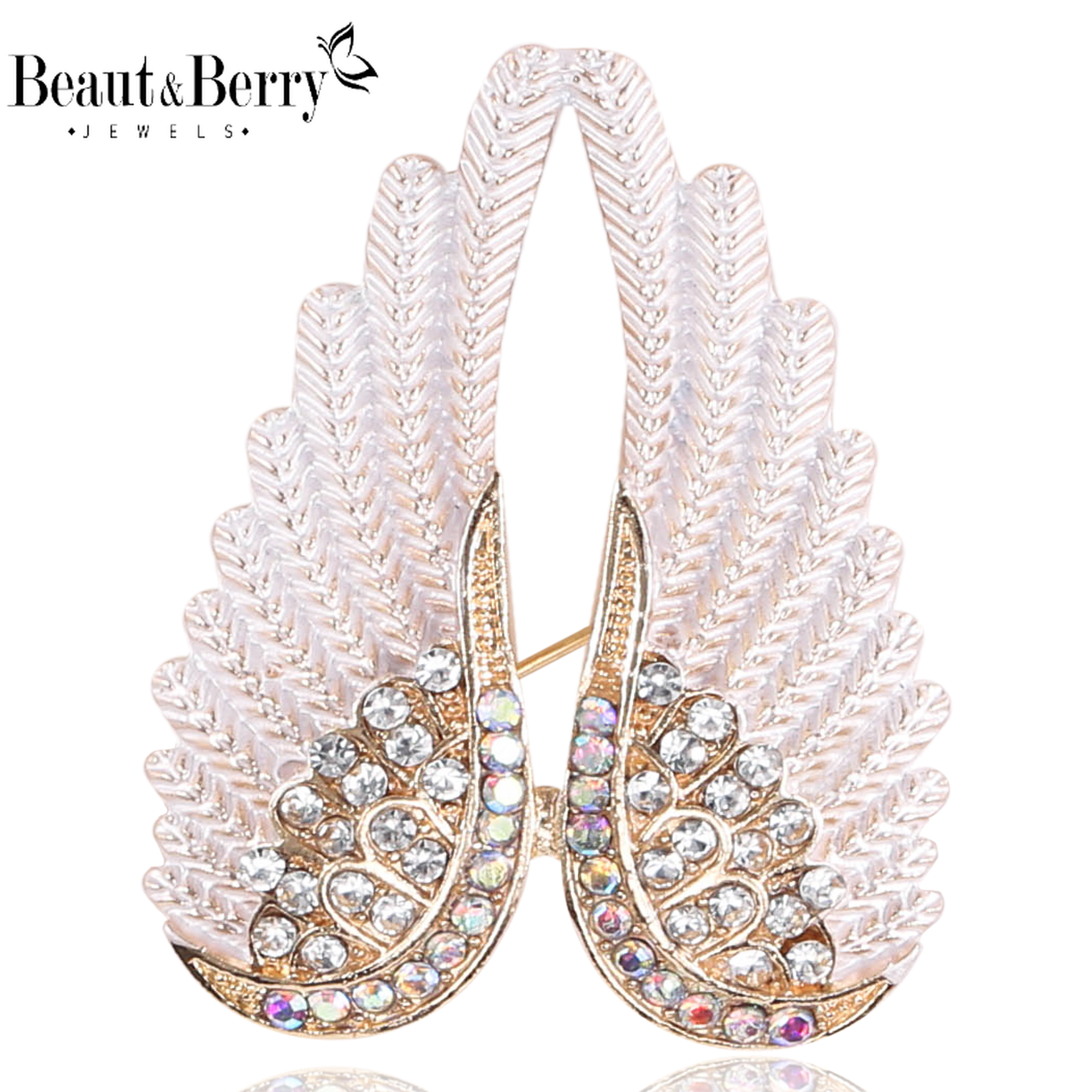 Beaut & Berry – belles broches ailes d'ange en strass pour femmes, épingles Glamour unisexes, accessoires de fête décontractés, nouveaux cadeaux pour amis