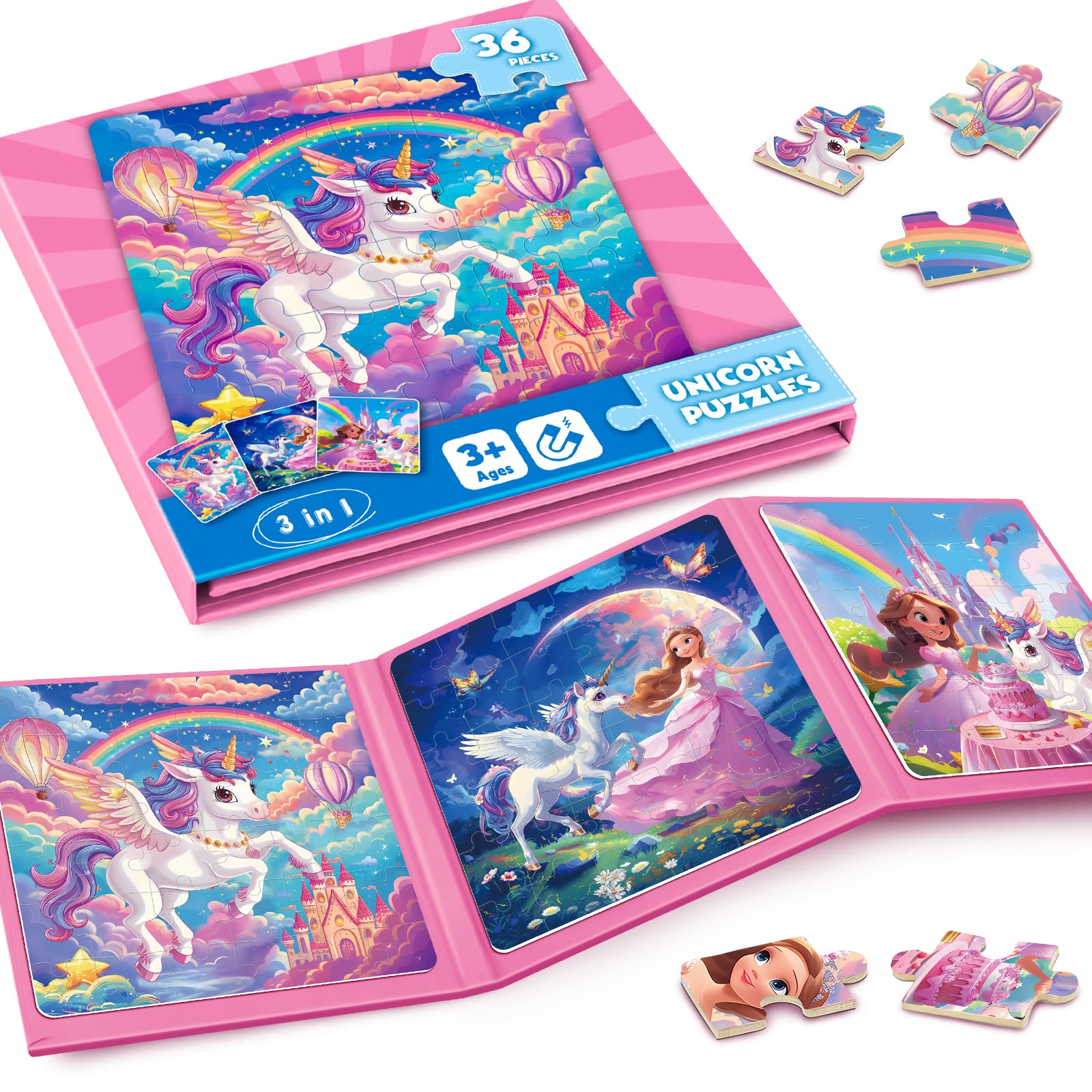 Puzzle magnétique licorne dinosaure pour enfants, feuille magnétique, jouet éducatif pour enfants, cadeaux de noël