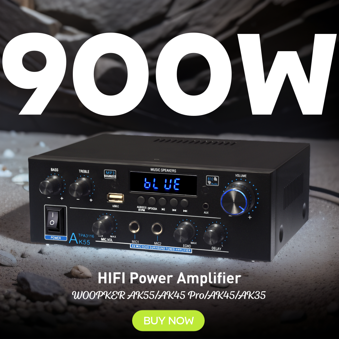 Woopker AK35/AK45/AK45 Pro/AK55 Wzmacniacz cyfrowy Bluetooth Wzmacniacz dźwięku 2-kanałowy HIFi FM USB Wzmacniacz audio do domowego karaoke samochodowego