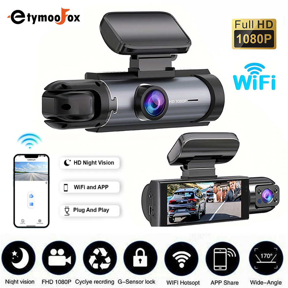 Kamera Dasbor untuk Mobil 1080P Perekam Video DVR Mobil Kamera Mobil Ganda Kamera Tampilan Dalam Depan Perekaman Loop Monitor WiFi Kamera Dasbor
