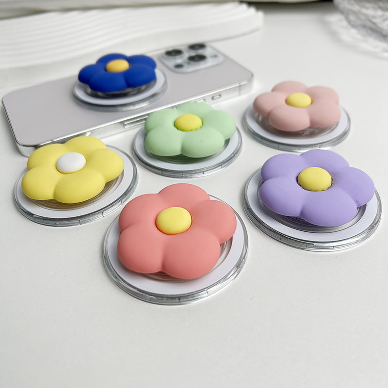 Socket Talk Macron Color Resin Flower Mobile Phone Holder For Magsafe IPhone Mac Samsung Safe Ring Finger Expanding Stand
