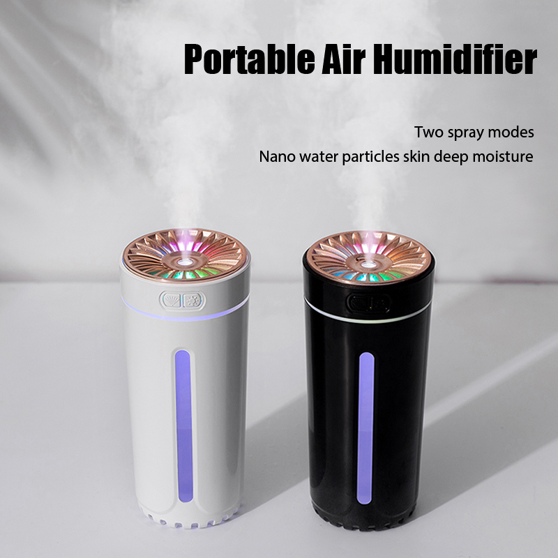 Pengharum Udara Mini Portabel 300ml untuk Kendaraan, Penyegar Udara Semprot, Diffuser Aroma Ruangan LED Kecil untuk Rumah, Vaporizer Minyak Esensial