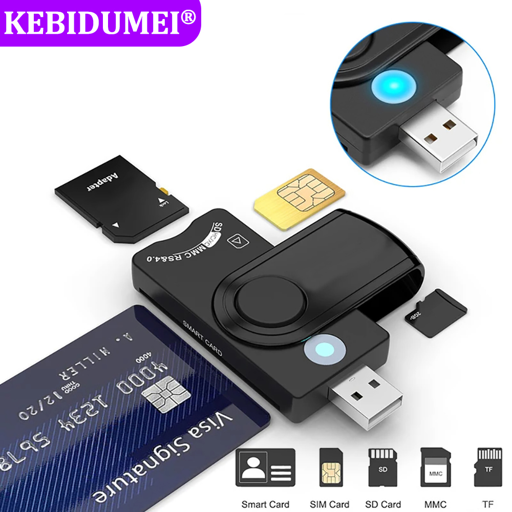 USB SIM Smart Card Reader สําหรับ Bank Card IC/ID EMV SD TF MMC Card Reader อะแดปเตอร์ USB-CCID ISO 7816 สําหรับ Windows 7 8 10 Linux OS