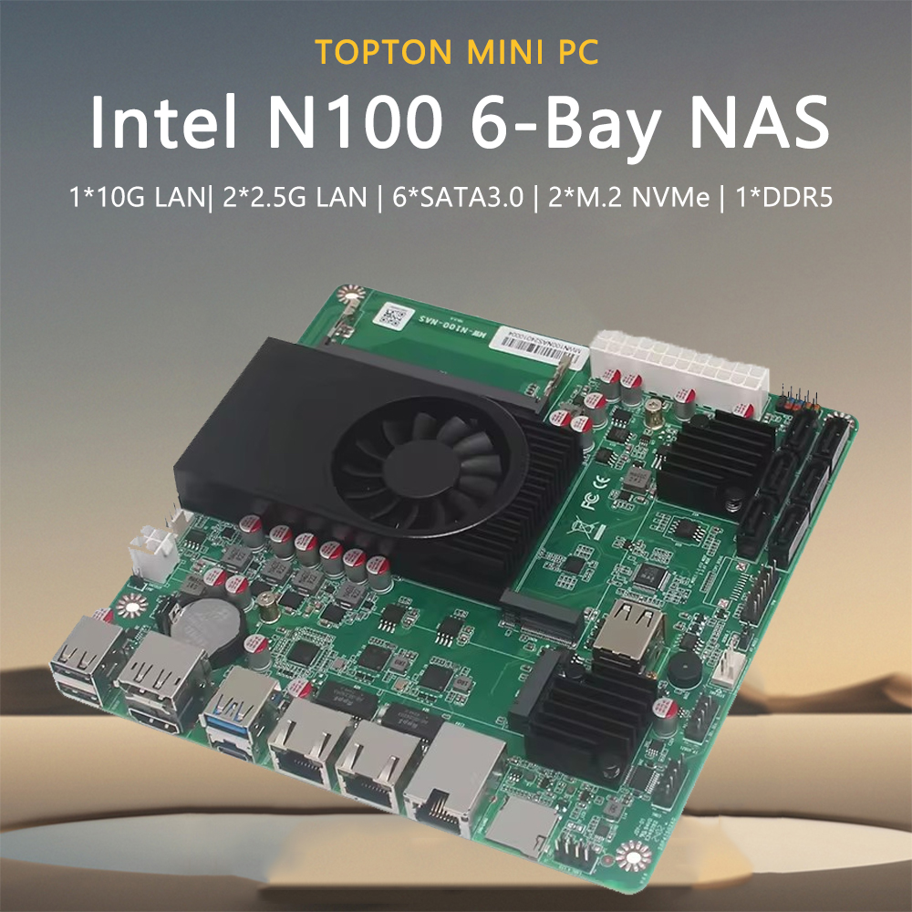 Placa base i3-N305 NAS N100 de 6 puertos, 1x10G, 2 x i226-V, 2,5G, 3LAN, 2 x M.2, NVMe, 6 x SATA3.0, 1 x DDR5, Firewall Router, Mini ITX