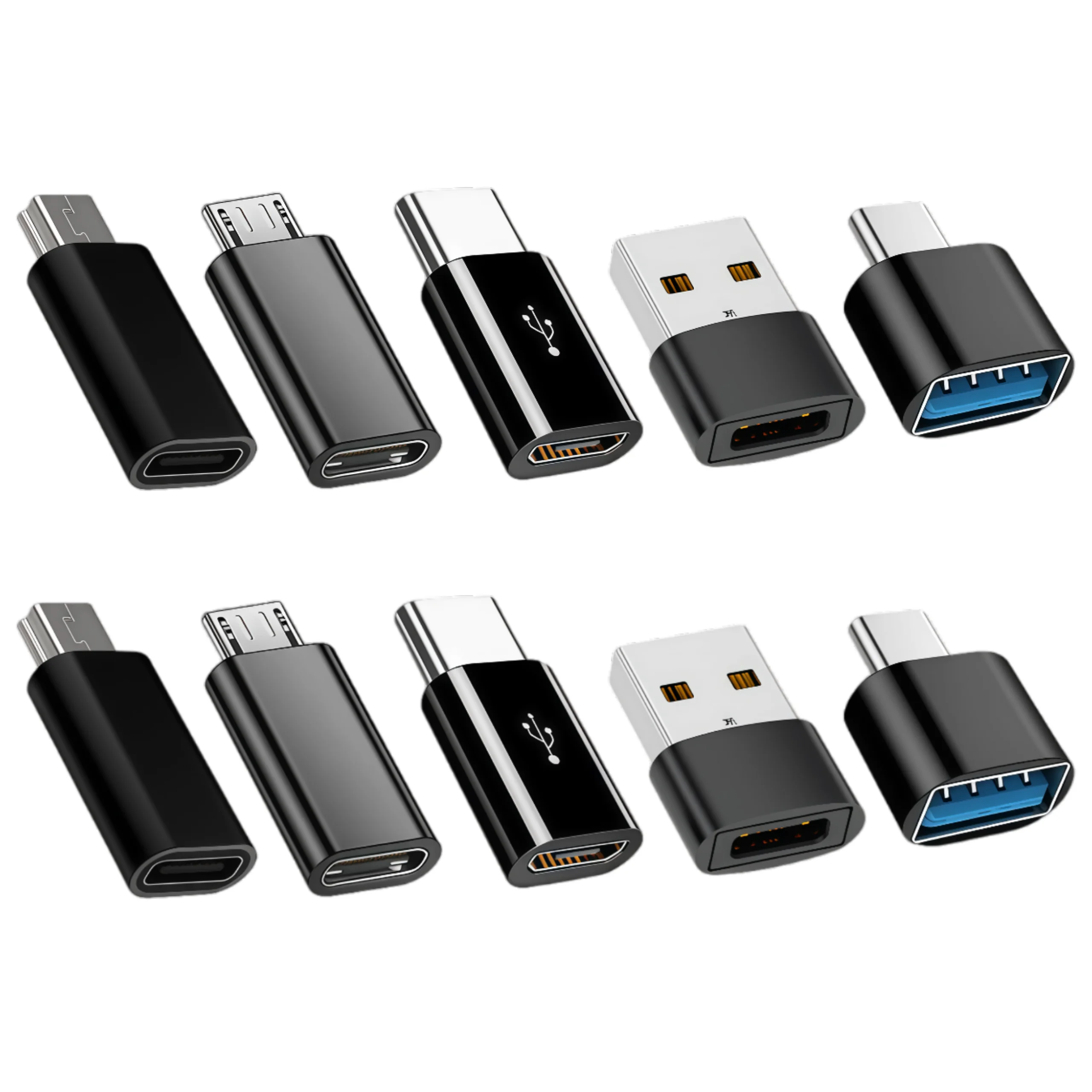 USB C OTG Opcjonalne (10 Zestawów) (5 Zestawów) Adapter USB C OTG na C; Mini na C; Micro na C; Adapter Wielofunkcyjny do Smartfonów, Laptopów, Ca
