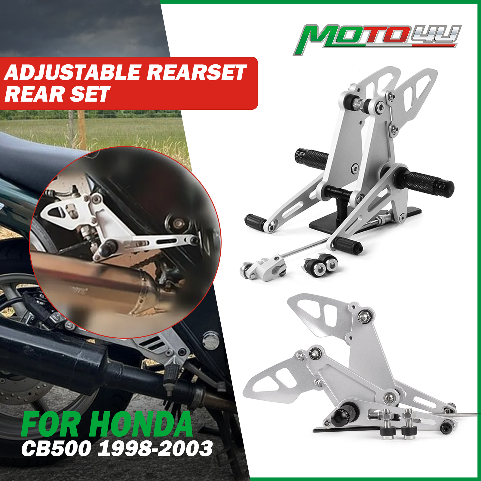 Dla Honda CB500 CB 500 1998-2003 motocykl regulowany zestaw tylny zestaw tylny aluminiowe podnóżki motocyklowe podnóżek 1999 2000 2001